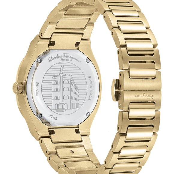 Ferragamo Womens Ferragamo Gold Bracelet Watch